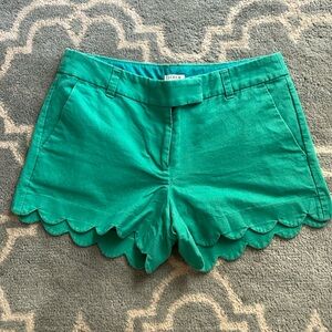 J Crew Factory Linen Blend Scallop Hem Shorts, Size 4